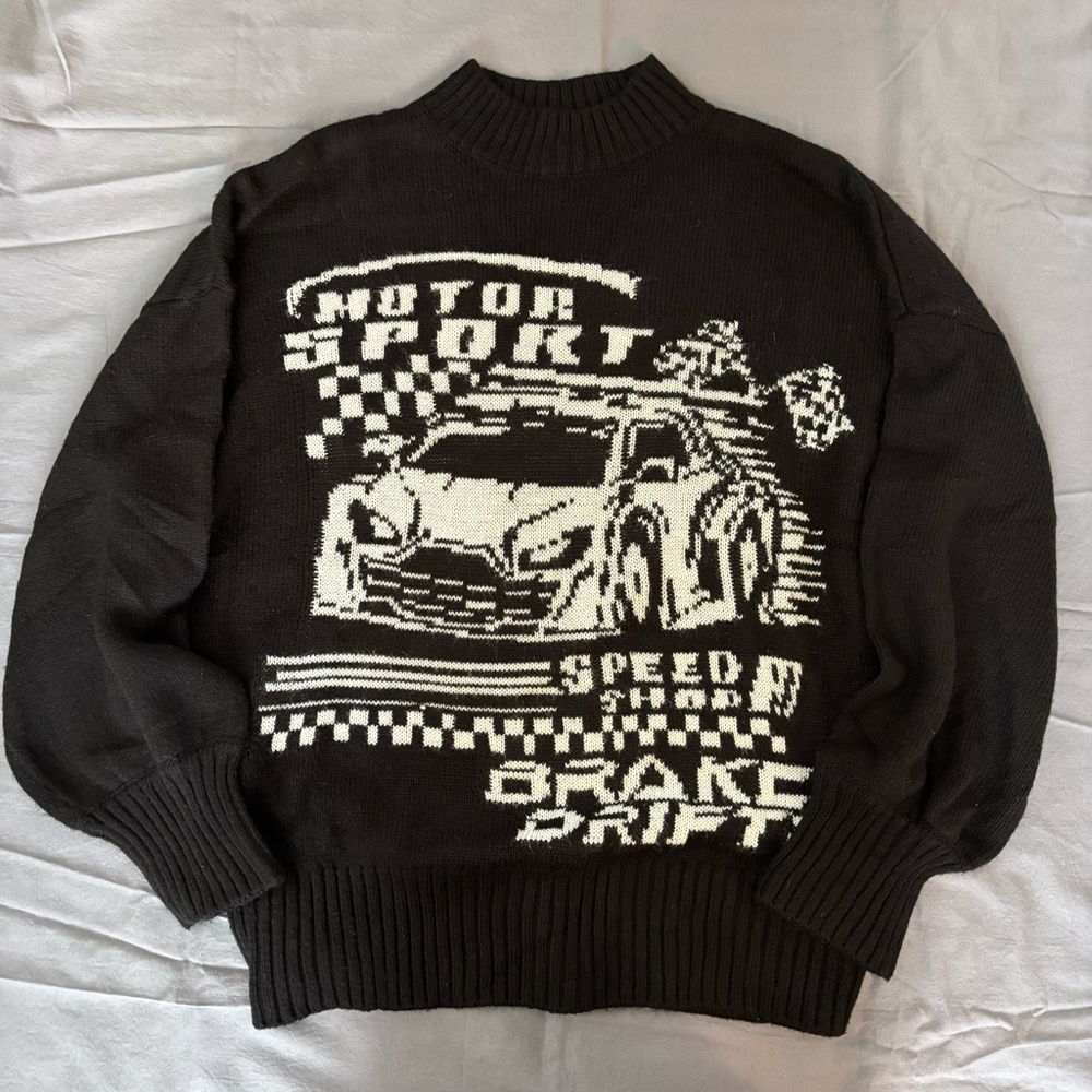 H&M Black Graphic Crewneck Sweater